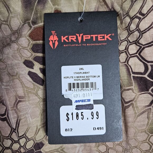 Kryptek Hoplite Merino Bottom LW Mens Size 2XL Color: Highlander 17HOPLWBH7 - Picture 6 of 13